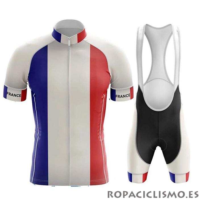 2020 Maillot Campeon Francia Tirantes Mangas Cortas Azul Blanco Rojo(2)